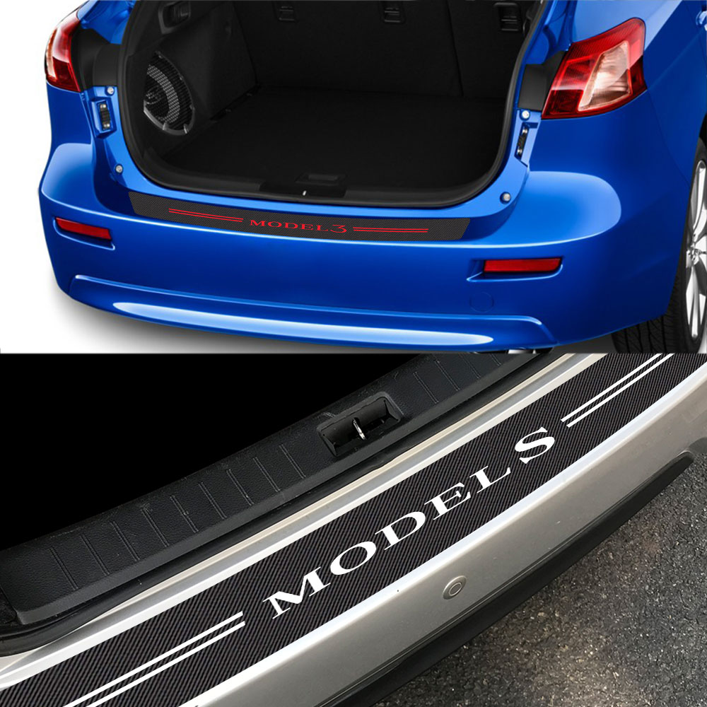Car Rear Trunk Protective Stickers Rear Bumper Guard Plate Stickers For Tesla Model S 3 Y X 2014-2023 Auto Exterior Accessories