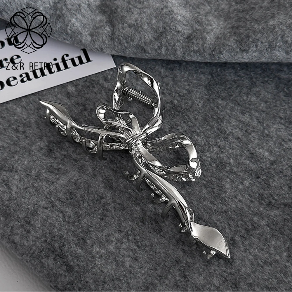 Color Sier Kpop Woman Irregular Hairpins Punk Style Metal Hair Claws Bow Women ddmysmile Hair Accessories Ponytail Hair Clips Headwear Smile