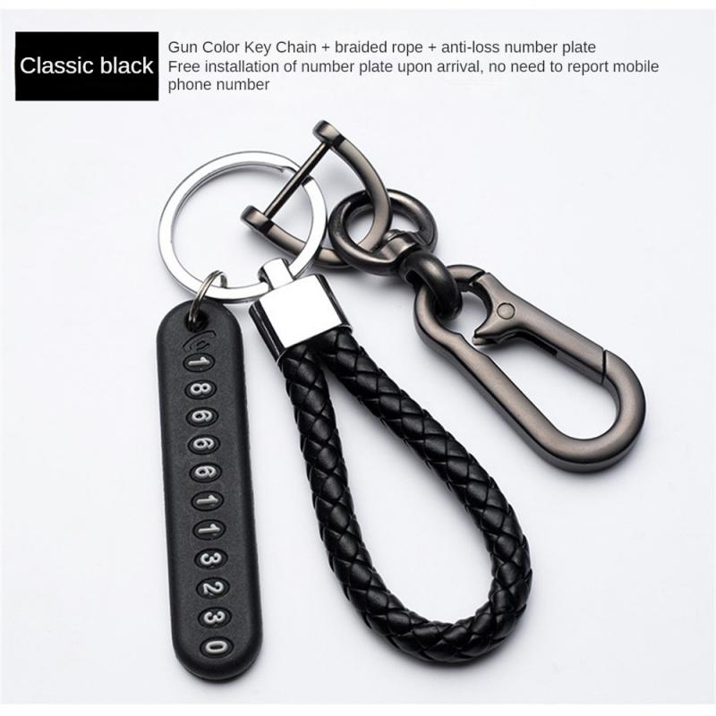 Key Ring Phone Number Card Metal Anti lost Useful Car Accessories loss Keychain Weave Rope Braided Keyring 5