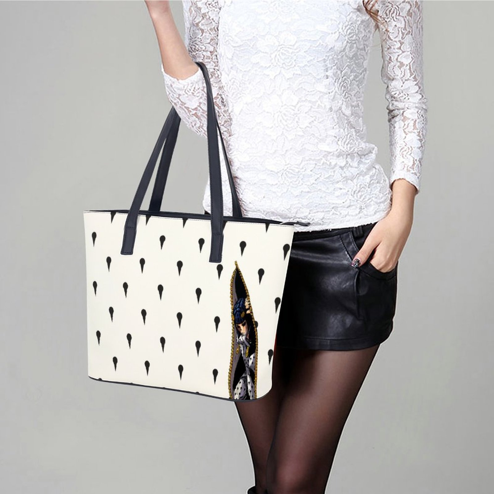 Bruno Bucciarati Handbags Jojos Bizzare Adventures Pocket Tote Bag Modern PU Leather Shoulder Bag Lady Office Print Shopper Bags