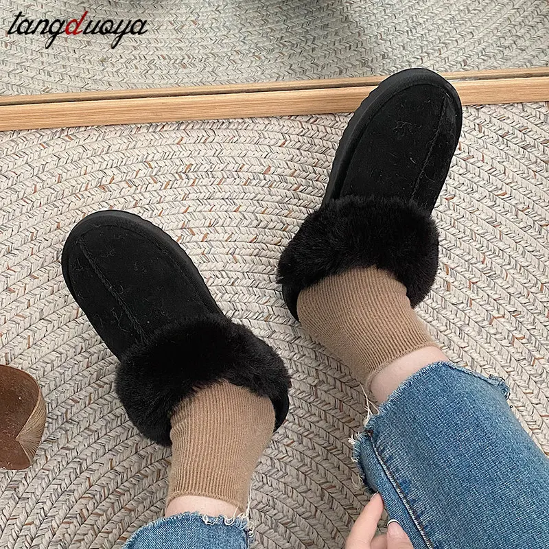 Women Winter Top Quality Natural Cowhide Home Slipper Winter Lady Indoor Soft Wool Fur Slippers Female House Warm Shoes