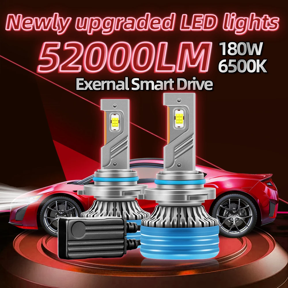 Roadsun Canbus 180W LED Headlight 6500K White 52000LM 9005 9006 H1 H7 H11 High Beam Low Beam H4 Fog Lamp Car Turbo Light Kit