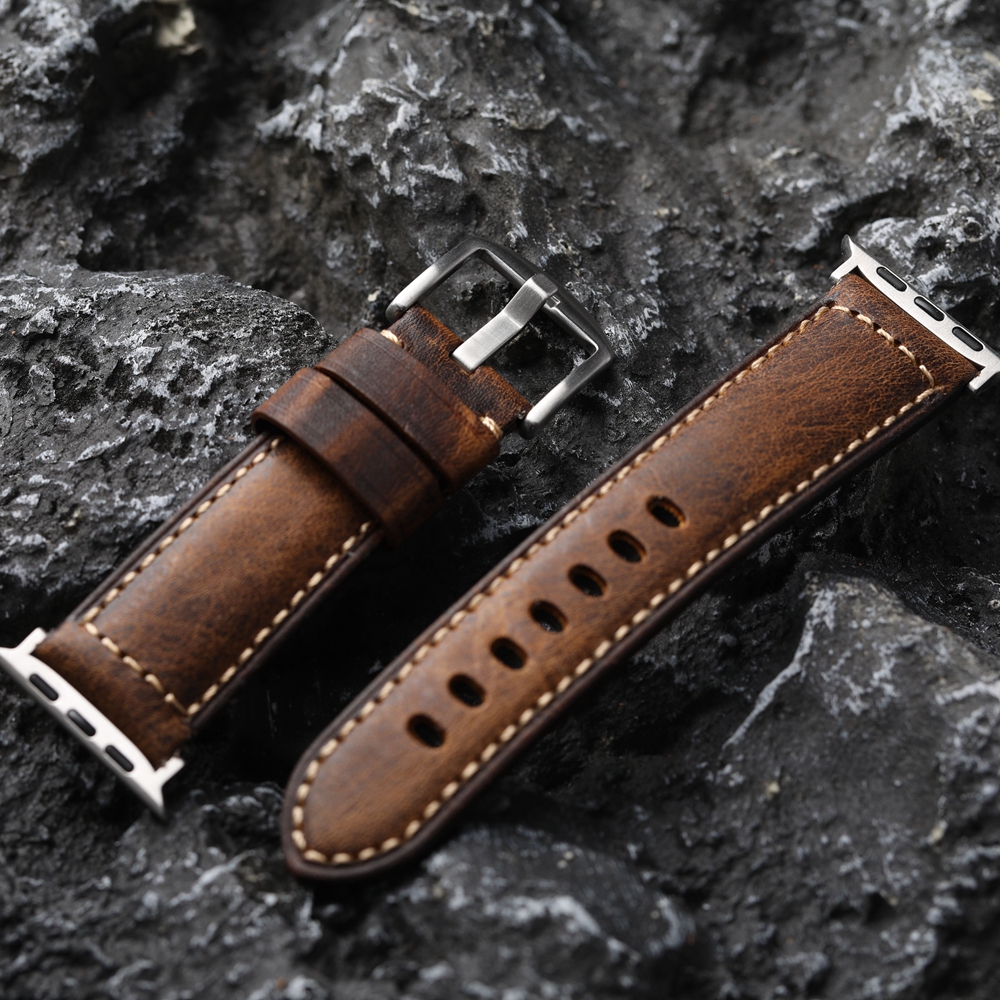 Correa de cuero italiano hecha a mano para Iwatch, Apple Watch AppleWatch9, ultra 49MM, 45MM, 44MM, pulsera para hombre