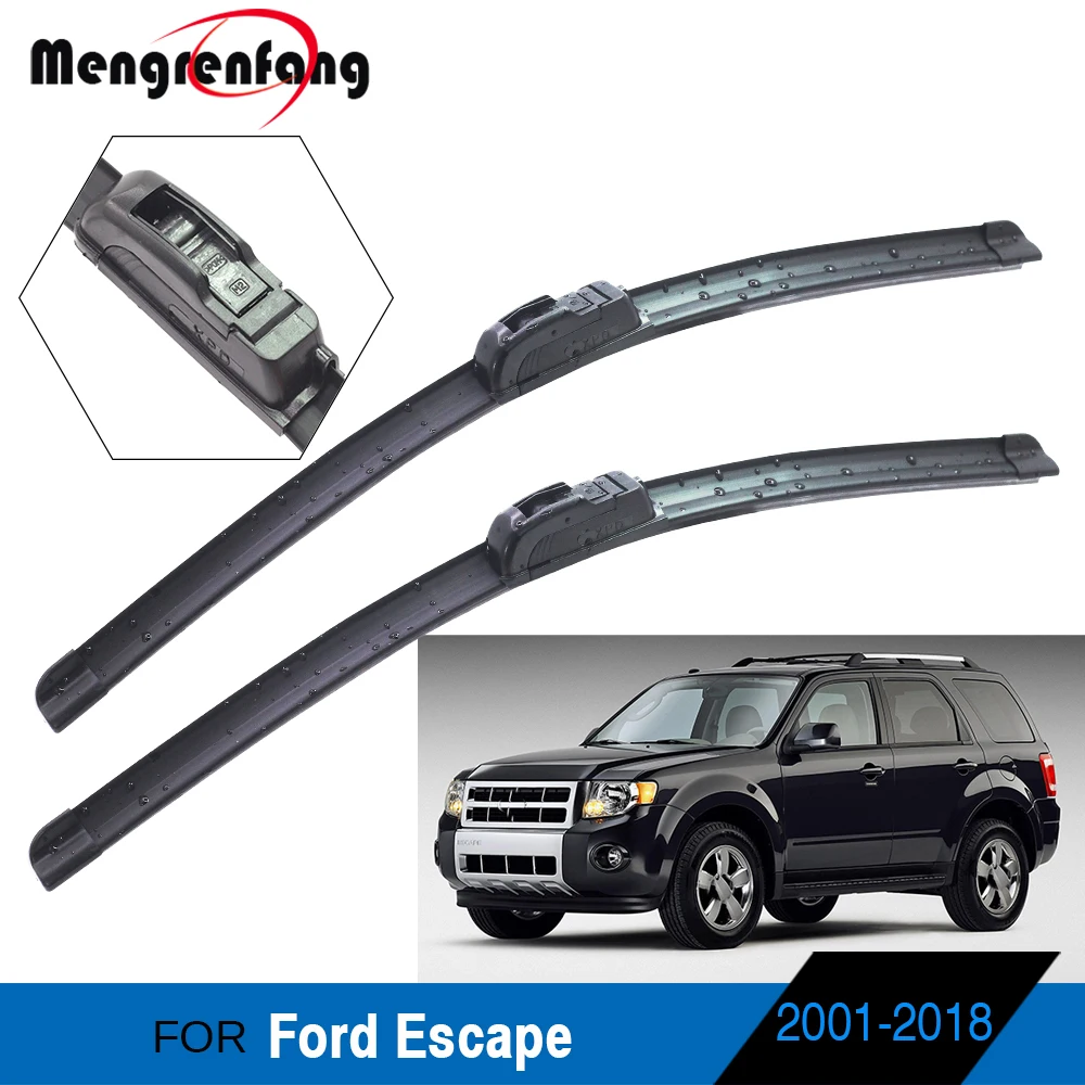 For Ford Escape 2001-2018 Car Styling Front 2025 Windscreen Wiper Blades Soft Rubber Wiper Pinch Tab & new J Hook Arms 2 Pieces