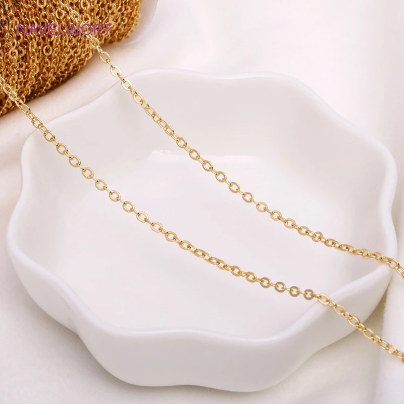 18K Gold Plated 1.3mm/1.6mm/2mm Thin Chain For Jewelry Making Supplies, Bulk Chain DIY Necklace Bracelet Accessory Wholesale
