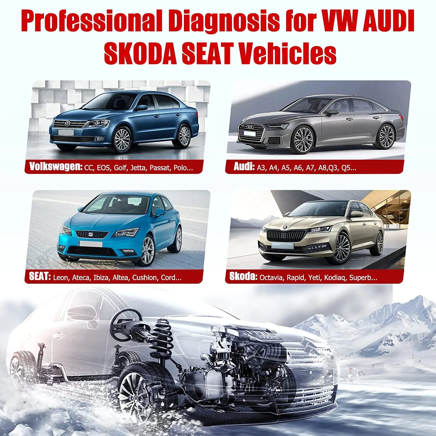 ANCEL VD OBD Scanner Seat Check Engine Light Oil Reset EPB ABS SRS Code Reader Car Diagnostic Tool for VAG VW Audi Skoda