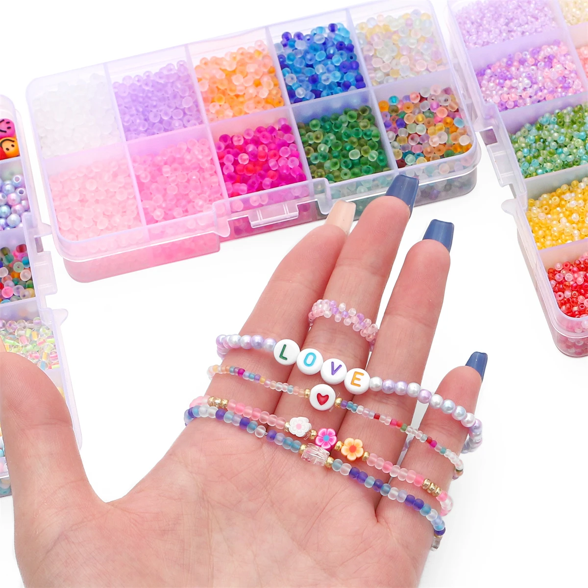10 grid set box rice beads letter beads material bag handmade DIY making beaded bracelets necklaces jewelry accessories