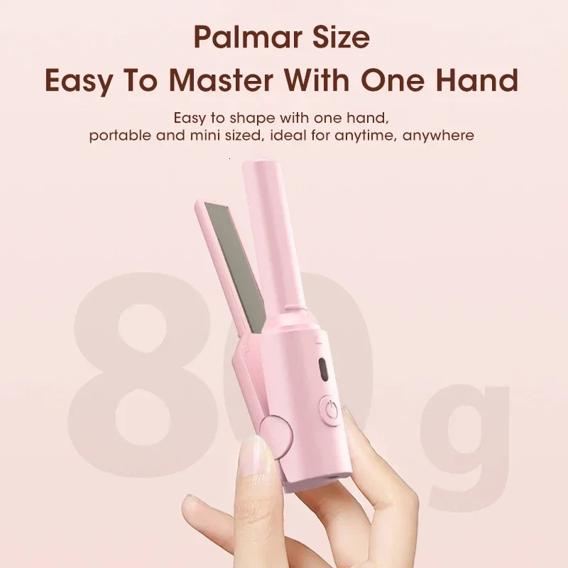 Hair Straightener Curler Comb Mini USB Plug In Antiscald Portable Wireless Brush For Home Travel Women 240315