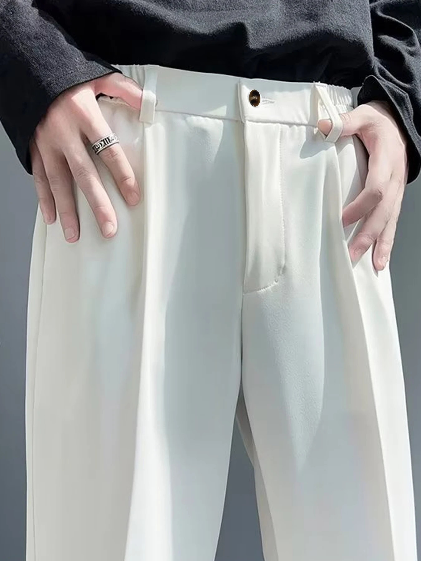 Light mature style autumn and winter mens wide cut drape straight leg pants 240321