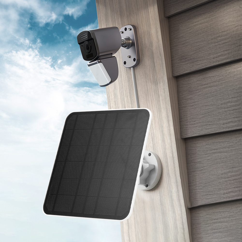 5V 6W Solar Panel IP65 Waterproof Outdoor Surveillance Power Micro USB & USB-C Port 360°Adjustable Mounting for Security Camera