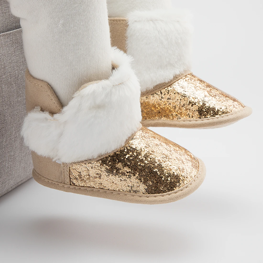 Sequin Newborn Baby Boys Girls Boots Warm Fluffy Soft Anti-slip Toddler First Walkers Multicolor Winter Infant Baby Shoes 0-18M