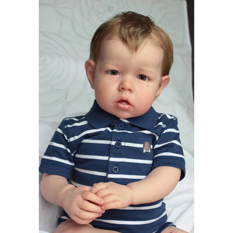 55CM Bebe Doll Reborn Baby Liam Boy Soft Bodied Silicone Doll Newborn Size High Quality Collectible Art Doll with Accessories