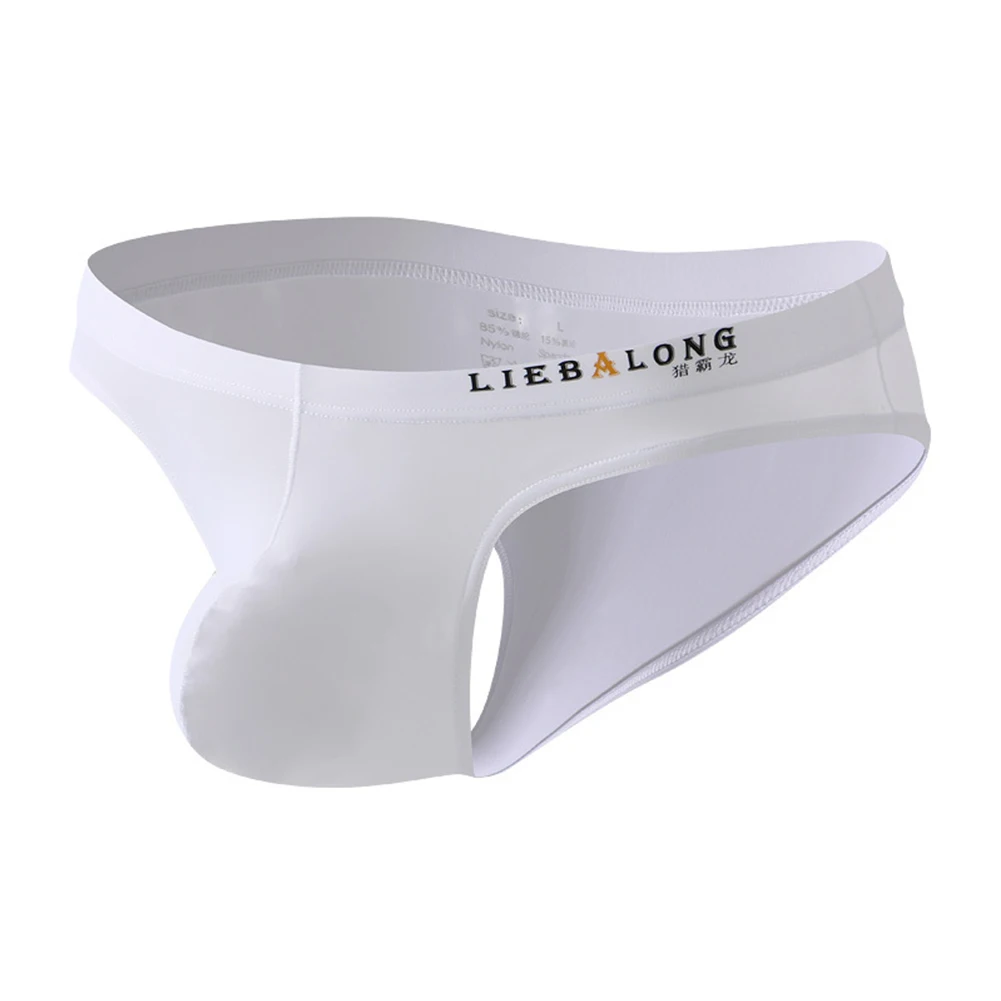 Underwear Men Low Waist Ice Silk Briefs Ultrathin Bikini Thongs Panties Calzoncillos Hombre U Convex Pouch Lingerie Underpants