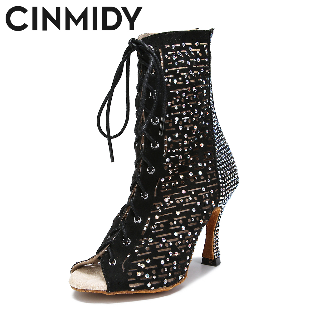 CINMIDY New Women's Summer Short Boots Latin Dance Shoes Stripper For Women's Boots Ballroom Dancing Shoes Sexy Party Shoes