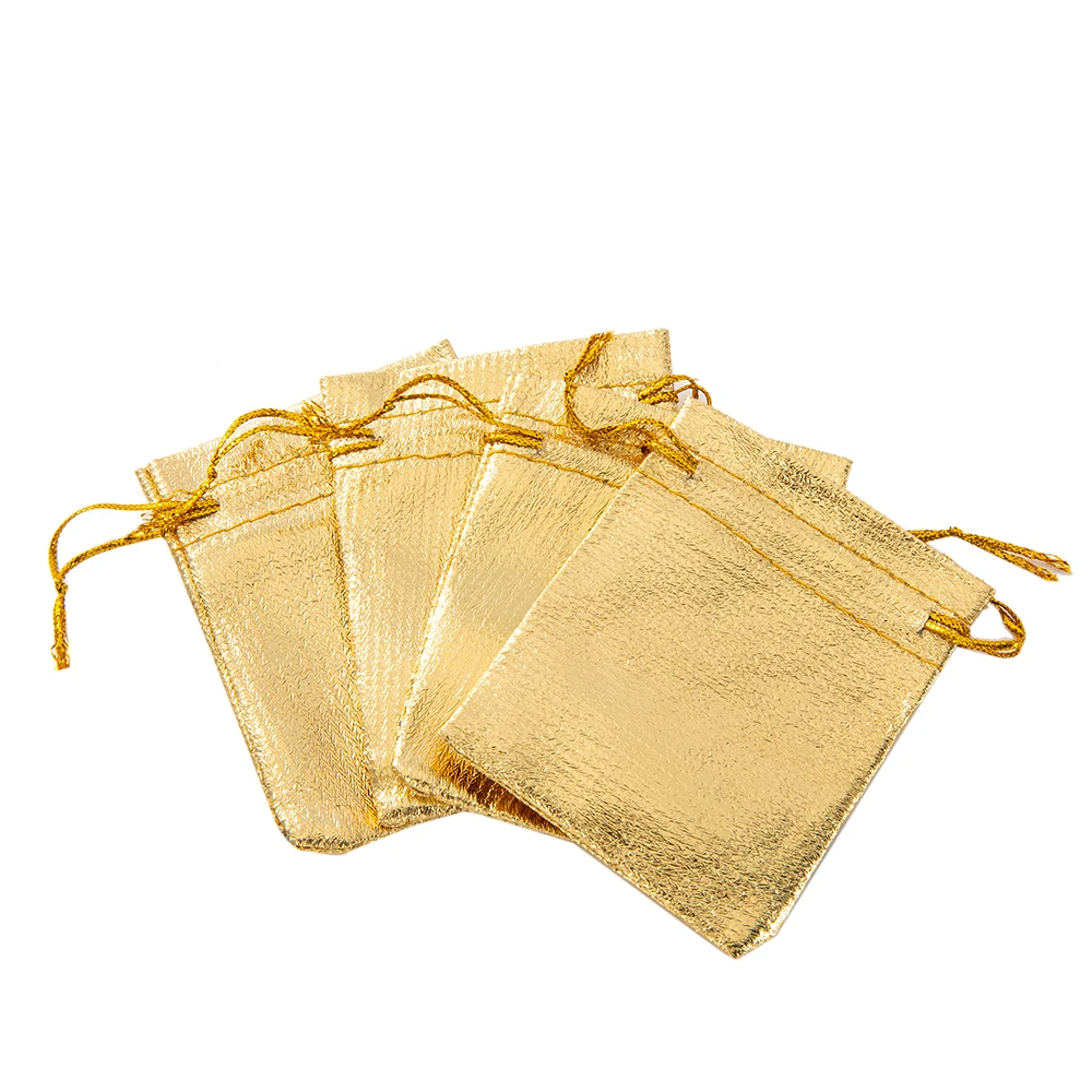50Pcs Gold Silver Drawstring Organza Jewelry Pouches Bags Packaging Supplies For Wedding Christmas Birthday Gift Small Business