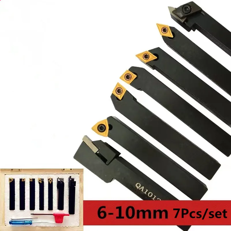 6mm/8mm/10mm 2025 7Pcs/Set Indexable Carbide Turning Lathe Cutter Tool With Inserts For Mini Lathe hine Titanium Lathe new Tool Set