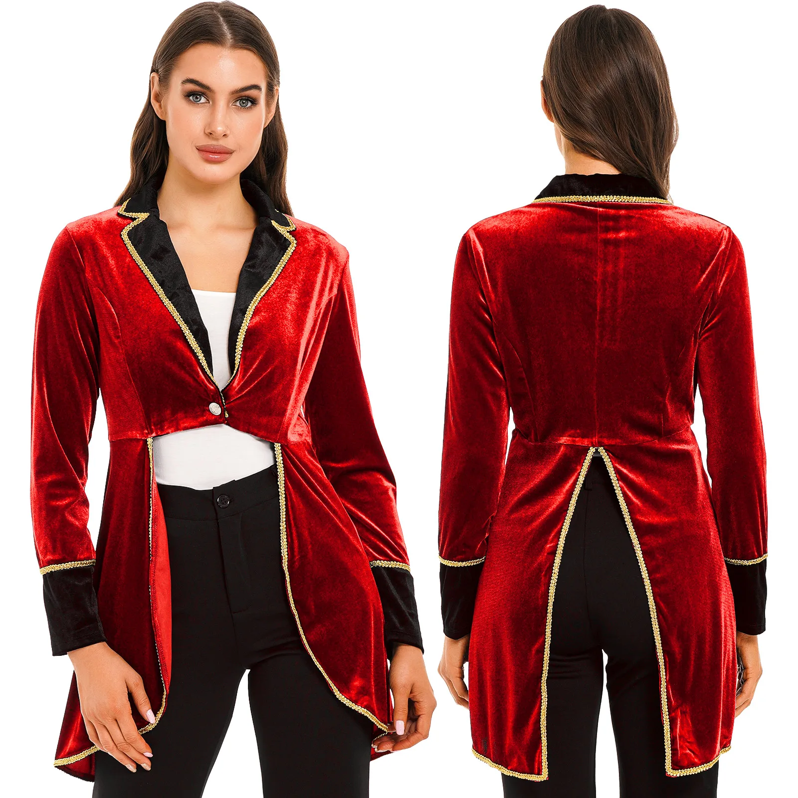 Womens 2025 Circus Ringmaster Jacket Tailcoat Showman Costume Veet Blazers Coat Halloween new Carnival Cosplay Party Rave Outfit