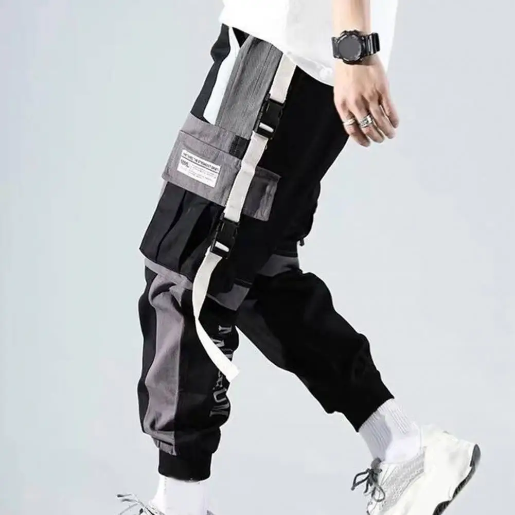 Men Color-blocked Cargo Pants Male Cargo Pants Streetwear Men Cargo Pants Multi-pocketed Warm Stylish Men Ninth Trousers