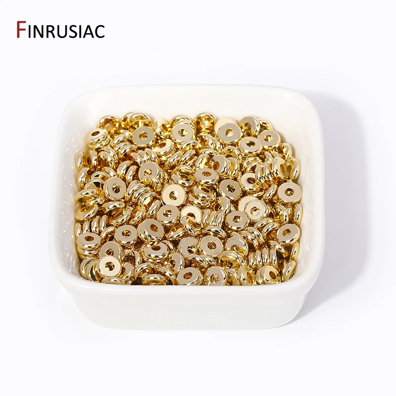 50PCS 3/4/5/6mm 14K Real Gold Plated Brass Spacer Beads For Jewelry Making High Quality Loose Beads To Make Bracelet Accessories