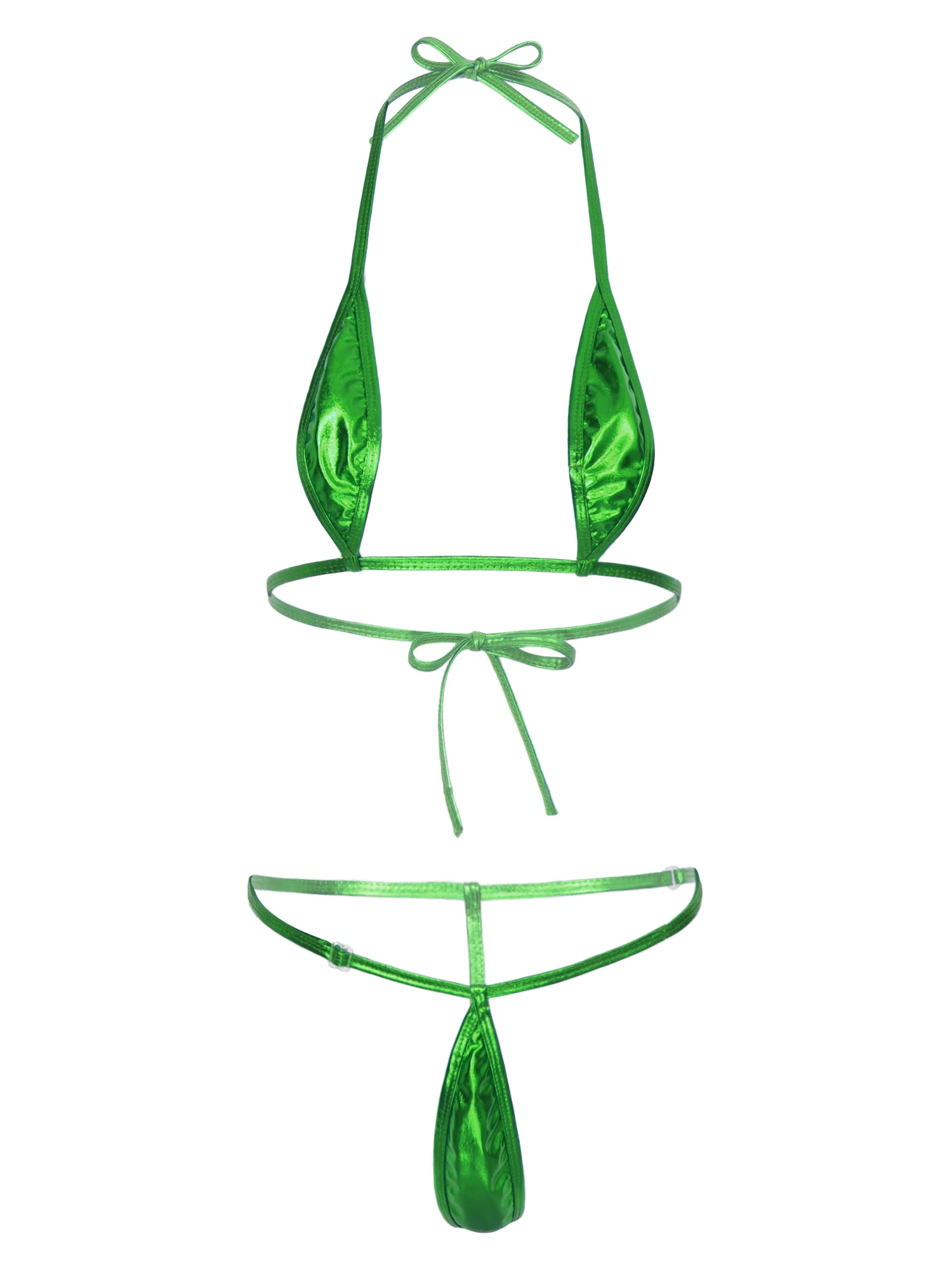 Sexy Womens Glossy Brazilian Micro Mini Bikini Set Lingerie Swimwear Swimsuit Bikini Bra Top with G-string Thongs Underwear 77ec6 a91ad