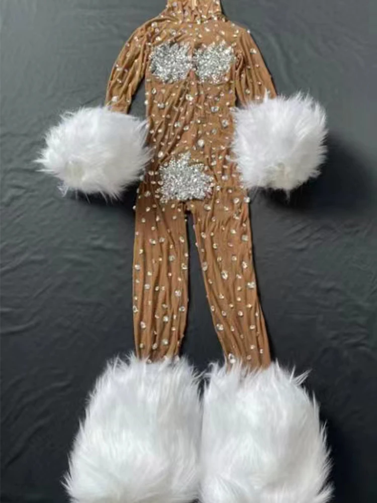 2023 New Singer Rhinestones Jumpsuit Nightclub Bar Gogo Dance Clothing Multi Colors Stretch Bodysuit Drag Queen Costume VDB7105
