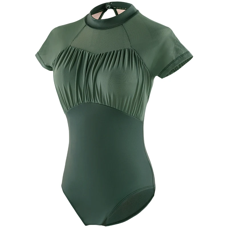 Women Ballet Leotards Stand Collar Gymnastics Leotards Adult Black Dancing new Bodysuit Short 2025 Sleeves Ballet Dance Leotards