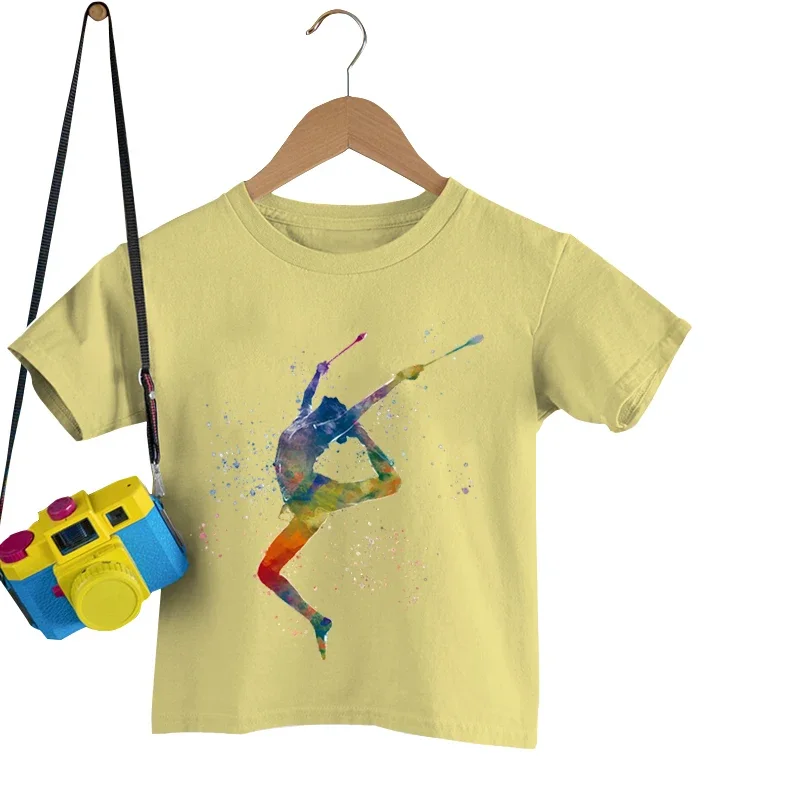 years Gymnastics Watercolor Kids Shirts Boys Girls Vintage Dance T Casual Children s Clothing