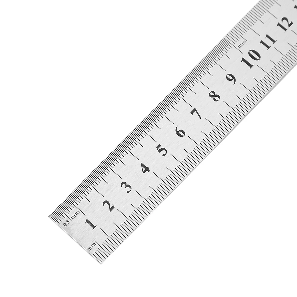 Double Sided Measuring Ruler Metal Scale Office Stationery Drafting Supplies