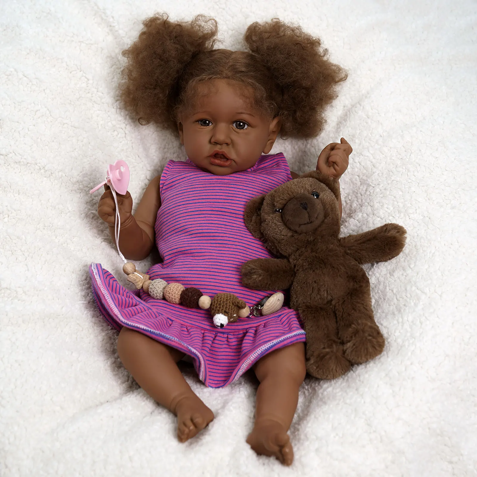 ADFO Black Bebe Reborn 20'' Inch 50cm Saskia Doll Skin Babies Toys Realistic Baby Alive Lifelike Newborn Dolls Real Doll Kids