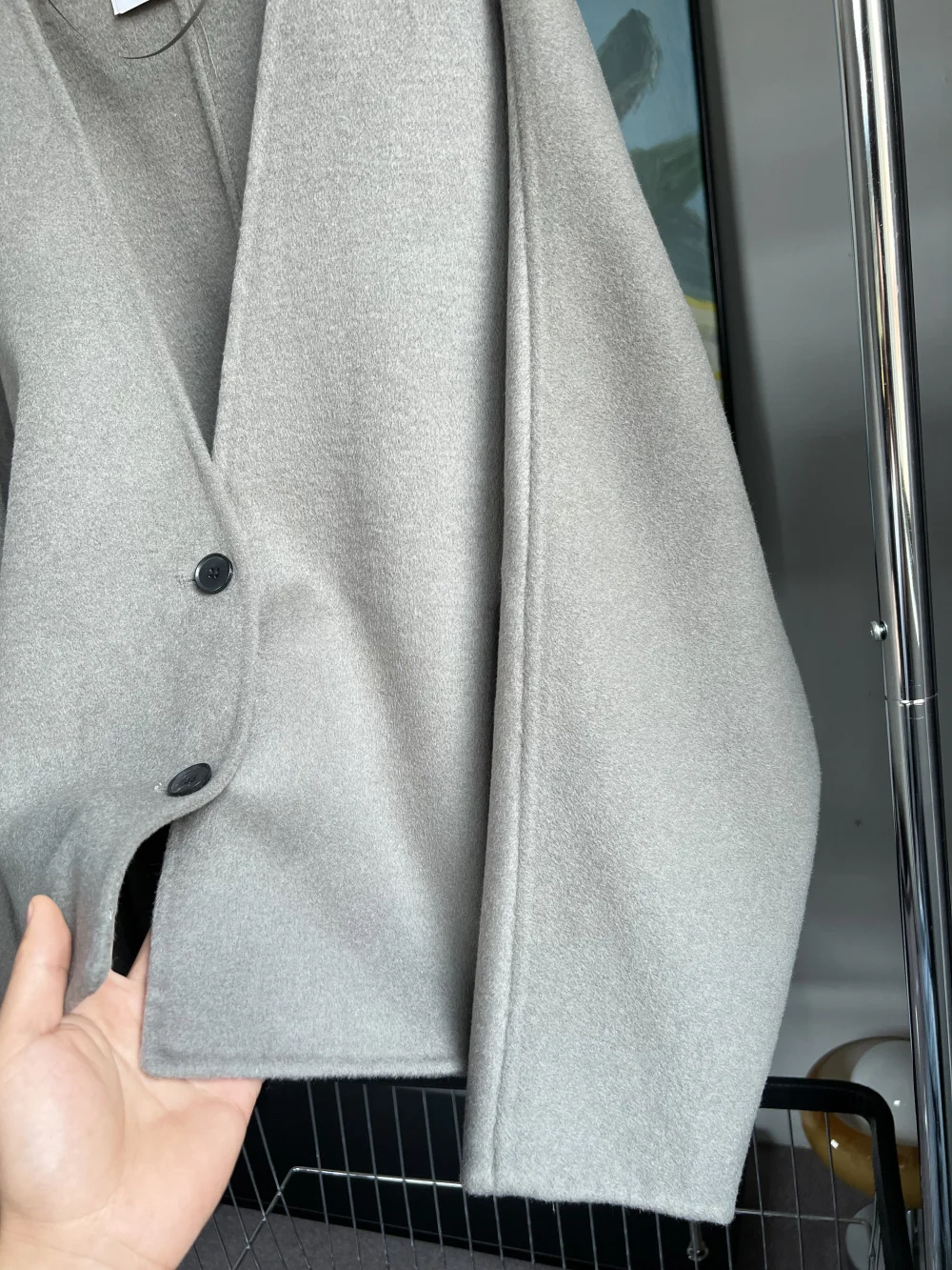 Wool blended double-faced kimono style coat traf new V-neck hand-sewn loose cape style long-sleeved coat 2023 winter7522/260
