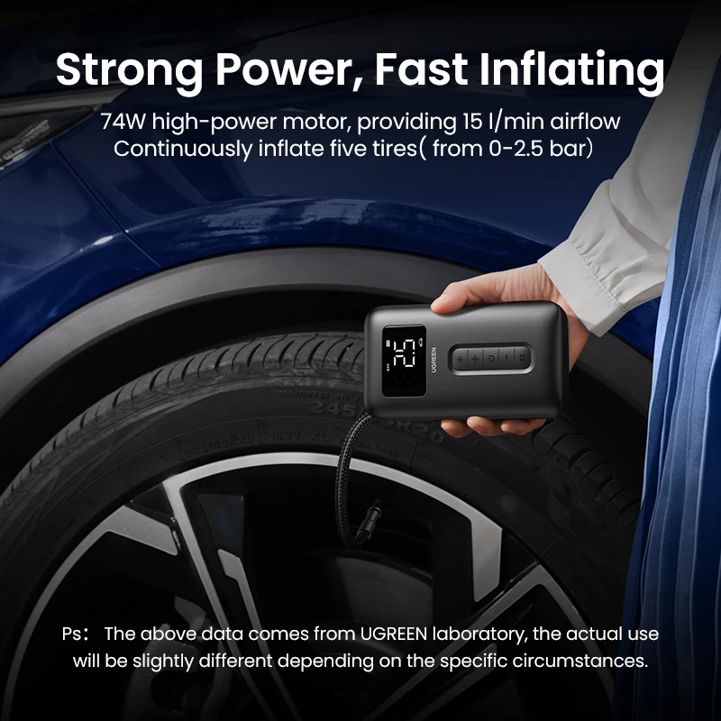 UGREEN Portable Car Air Compressor Air Pump Tire Inflator 5V 150PSI Smart Digital Inflatable Pump For Car Motorcycles Bicycles