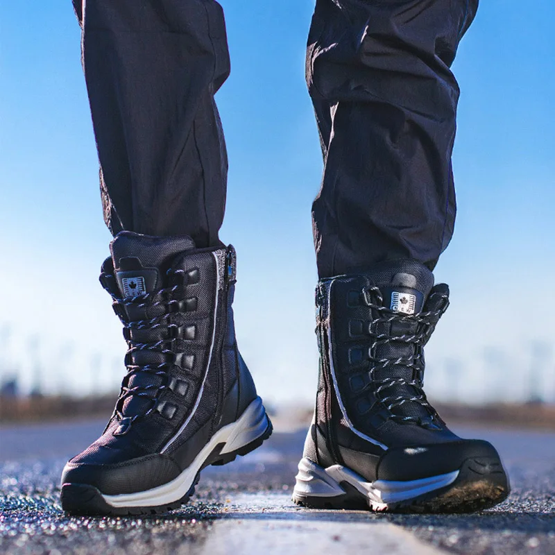 Men Boots Outdoor Snow Shoes Lightweight Hight Top Shoes Waterproof Freeze Crack Boots Plush Keep Warm Rubber Witer Male Shoes