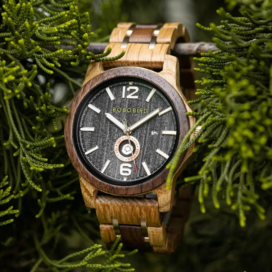 BOBO BIRD Men's Wood Watches Analog Quartz Watch Great Gift for Men With Gift Box
