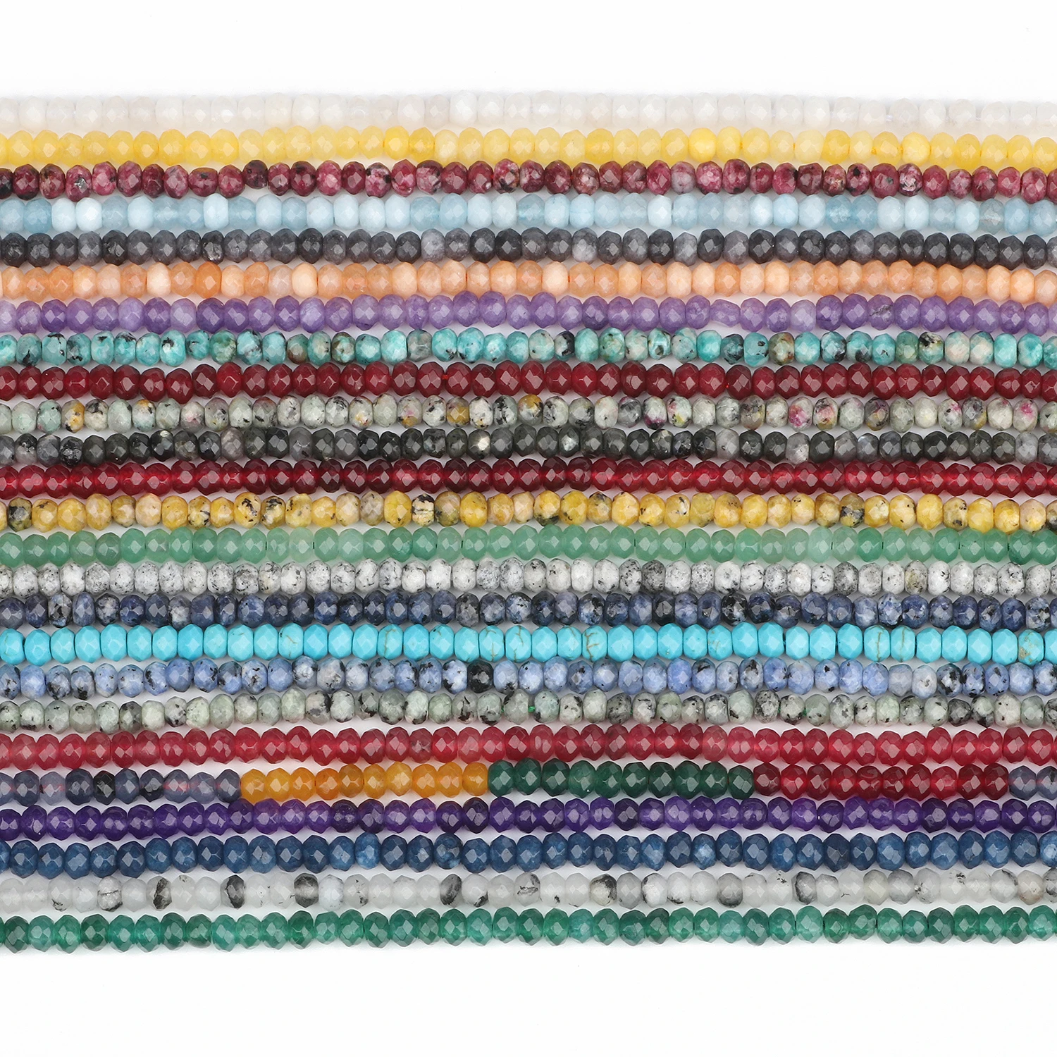 3x5mm Natural Stone Faceted Agates Chalcedony Jades Aquamarines Rondelle Beads for Jewelry DIY Making Bracelet Accessories 15''