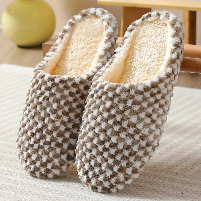 Women Indoor Slippers Warm Plush Home Slipper Autumn Winter Shoes Woman House Flat Floor Soft Slient Slides for Bedroom Dropship