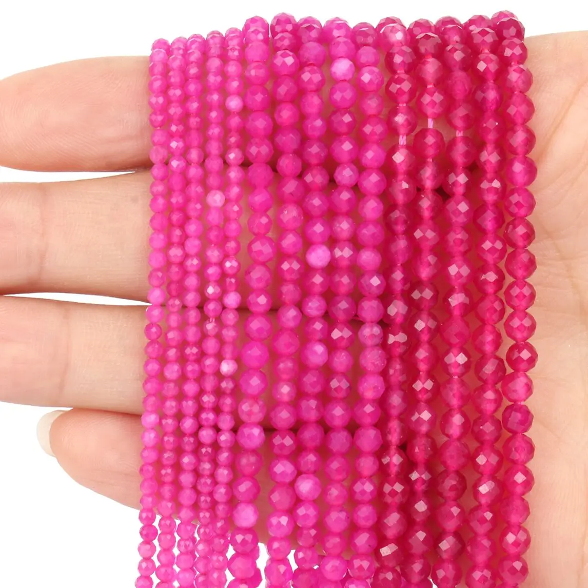 Natural Faceted Beads Fuchsia Quartz Crystal new Tiny 2025 Loose Stone Beads for Jewelry Making DIY Bracelet Necklace 15inch 2/3/4mm