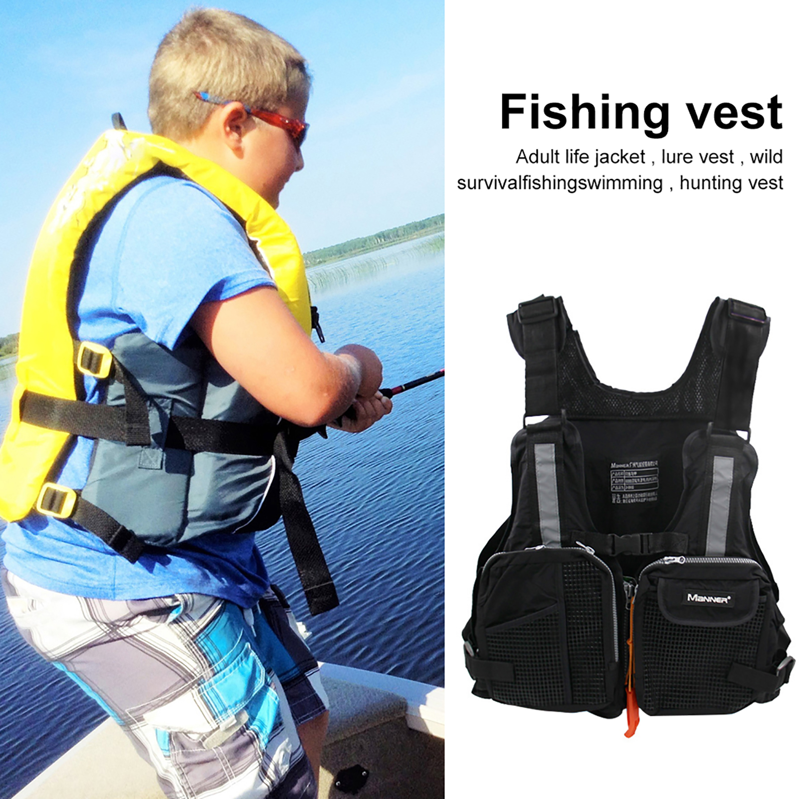 Universal Life Jacket for Adult Swimming Aid Buoyancy Vest Outdoor Swimming Boating Skiing Driving Vest Survival Suit Life Jacke