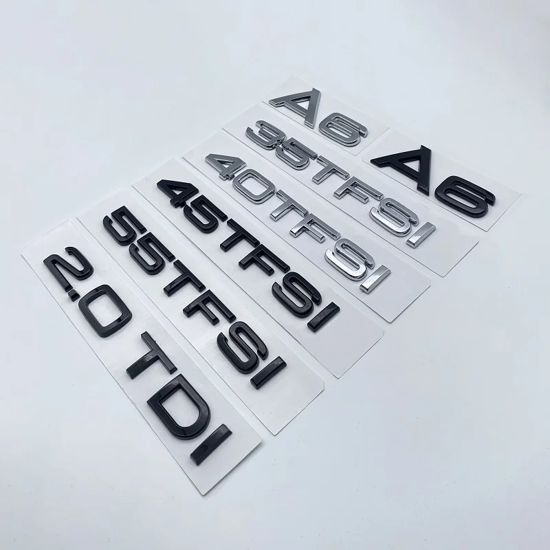 ABS Letters Numbers Emblem for Audi A6 35TFSI 40TFSI 45TFSI 2.0T 2.4 2.8 4.2 Quattro Allroad Car Front Trunk Side Logo Sticker