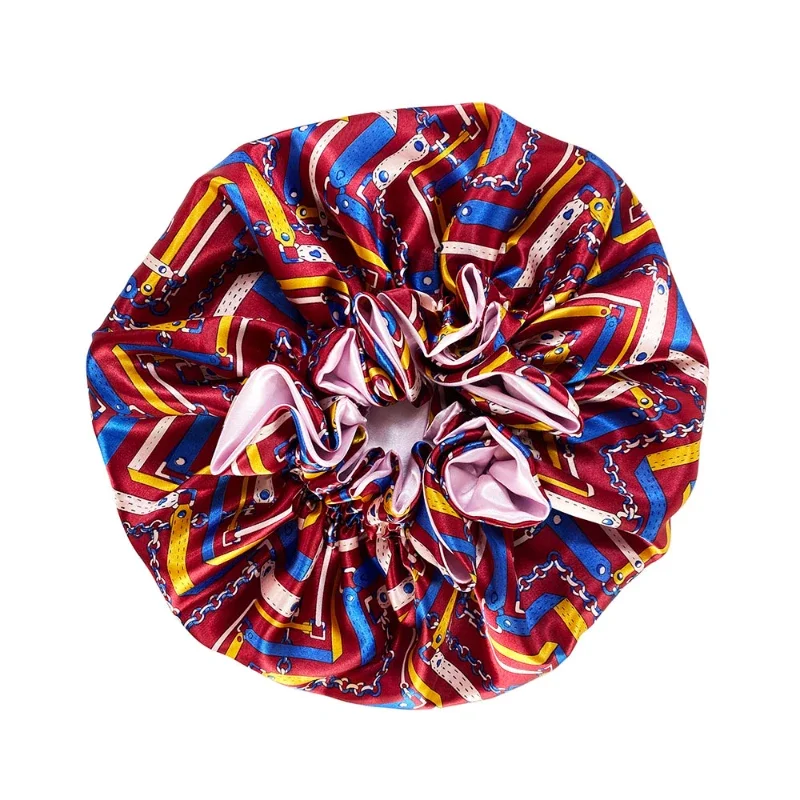 PC Women Elastic Band Satin Bonnet Cap Double Layer Silk Nightcap Bandanas Turban Ladies Hair 5