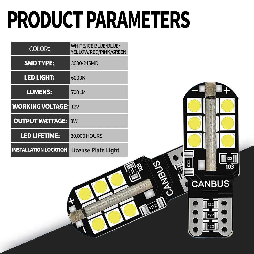 2Pcs T10 Car LED Bulbs Parking Lamp For Vauxhall Opel Meriva B MPV 2010-2017 License Plate Car Interior Lights