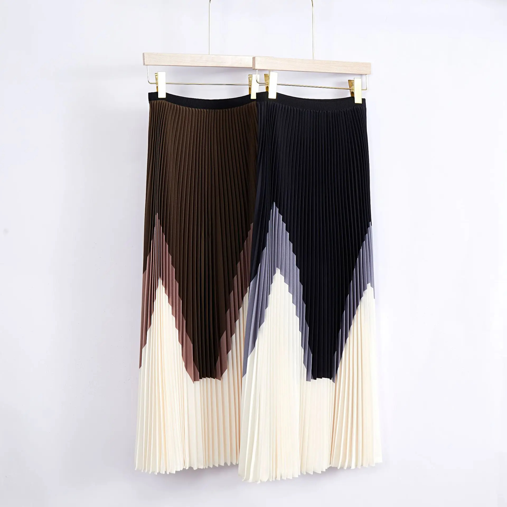 High Quality Two Piece Pants Pleated Suit Women 2024 Summer Gradient Color Printed Loose Top Women's High Waist Two-Piece Overskirt Suit