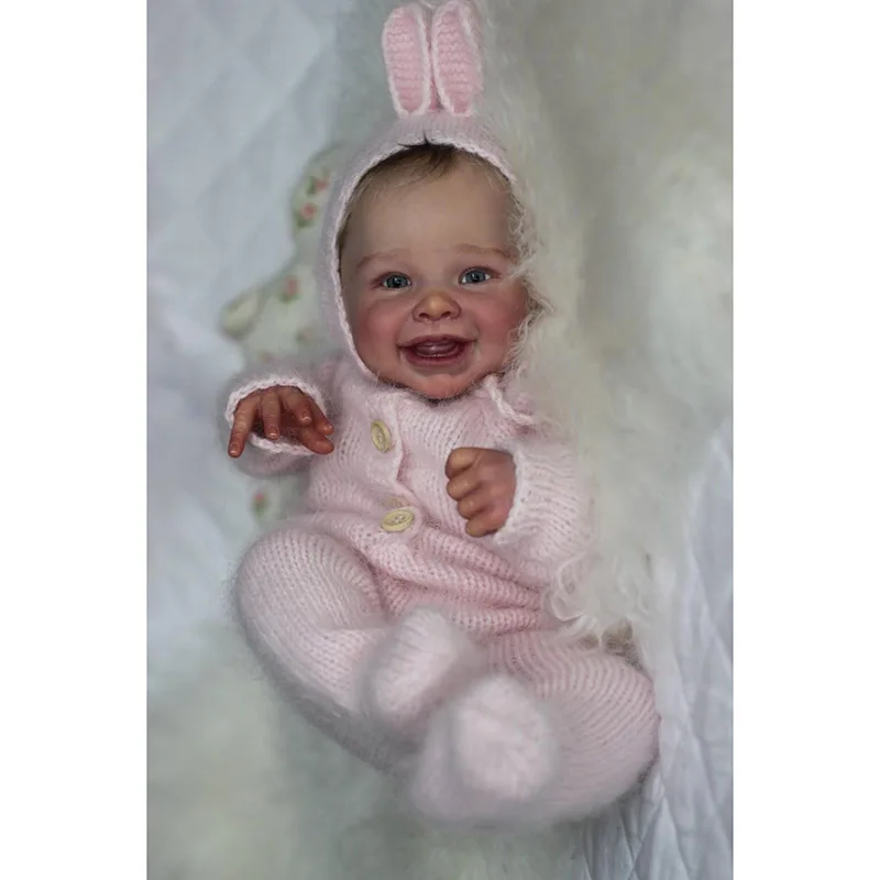 19inch Reborn Dolls Harper Smile Baby Soft Body Real 2025 Picture Lifelike Handmade with Genesis 3D Skin Paint new Silicone Baby Doll