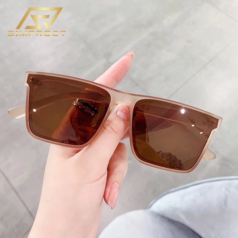 SIMPRECT Anti Blue Light Polarized Sunglasses For Men 2023 Luxury Brand Designer Vintage Retro Square Driving Sun Glasses Women