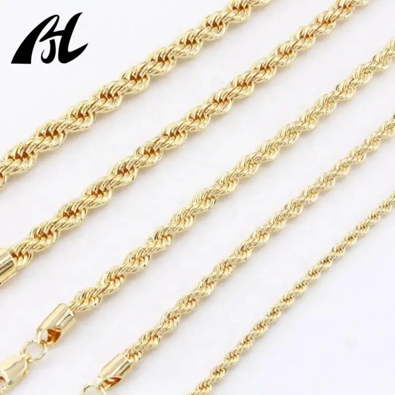 Hip hop joyeria oro laminado women mens Classic Snake Chain Bracelets thick cable rope Twist Chain