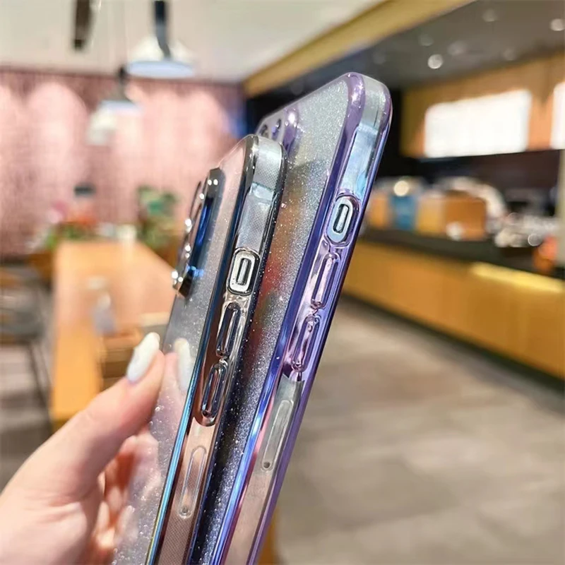 b a Honor For Huawei Electroplated Glitter Case Pro Shockproof Soft TPU Bumper Transparent Phone Back Cover