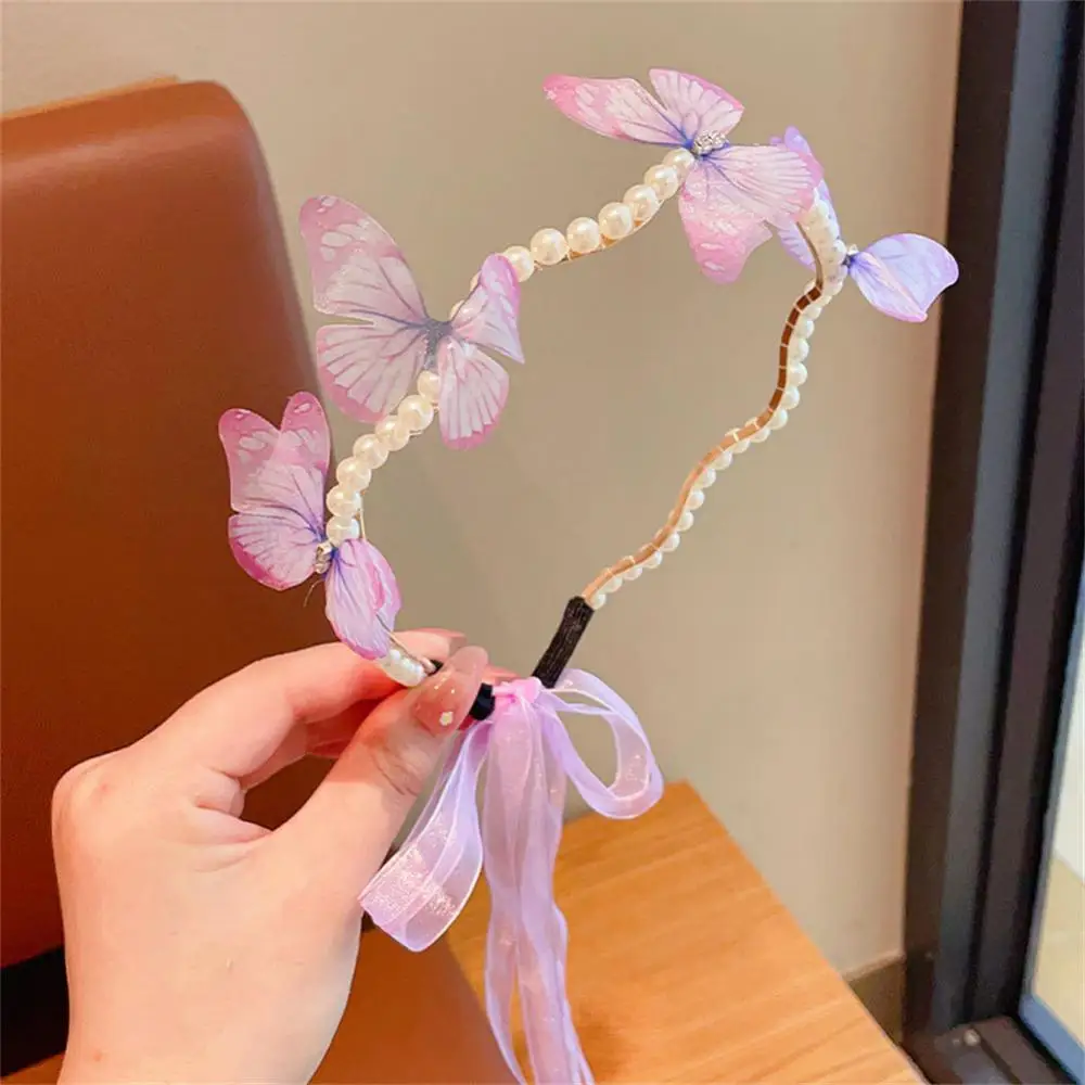 Hoofdband For Women New Girl Butterfly Parel Tassels Kinderen Streamer Haar Accessoires Cute ddmysmile Prinses Hoofdband Haar Clip Smile