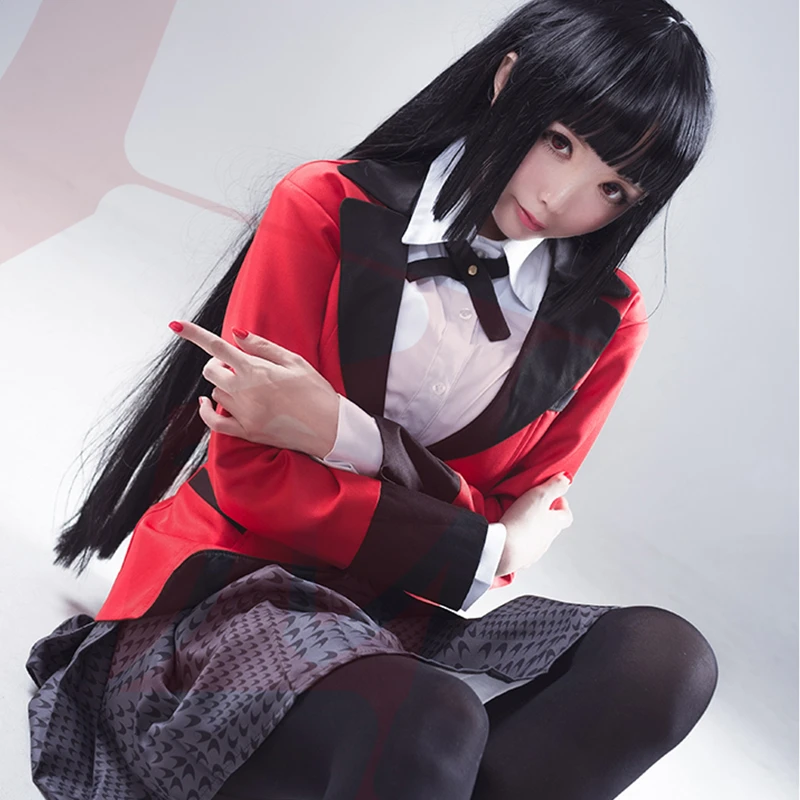 Anime Kakegurui Jabami Yumeko Cosplay Costume Compulsive Gambler Japanese School Girls JK Uniform Halloween Costumes Wig Suit