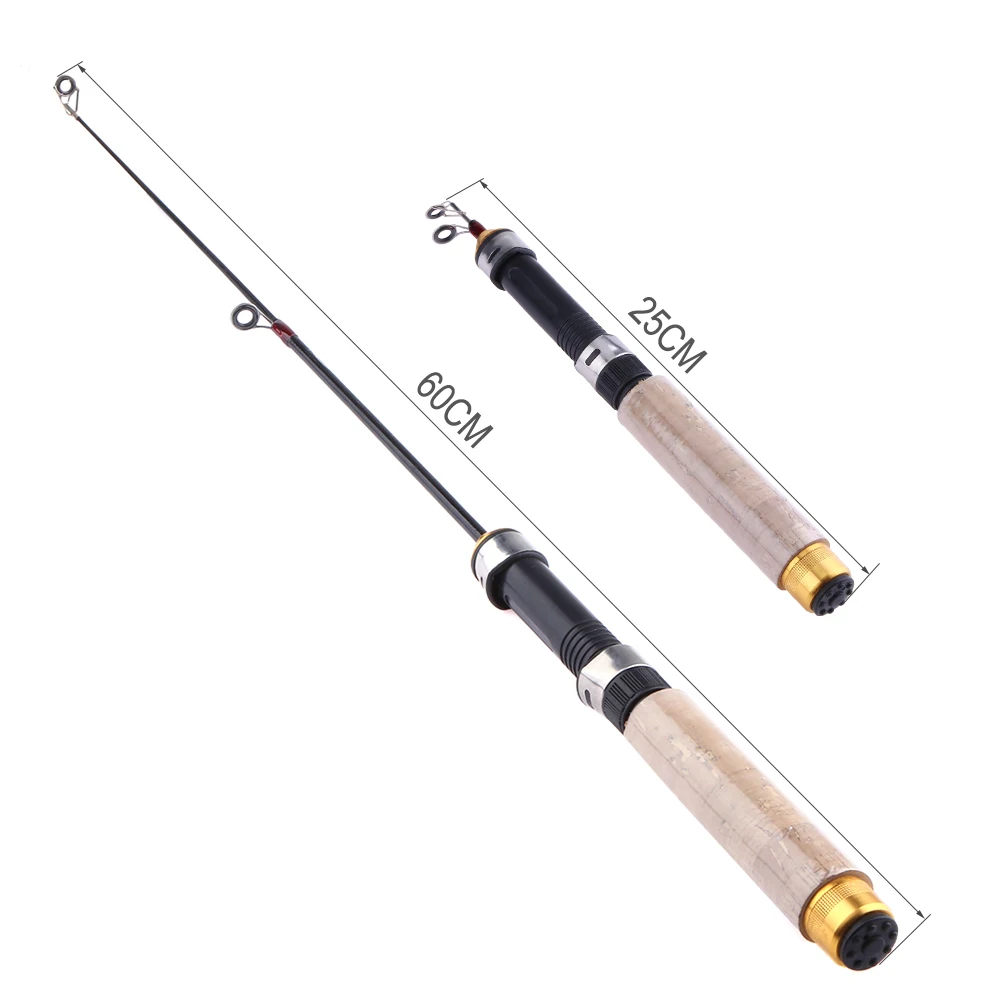 Winter Ice Telescopic Shrimp Fishing Rod Spinning Casting 3 Sections Fishing Pole 60cm Portable Durable Fishing Tackle smile