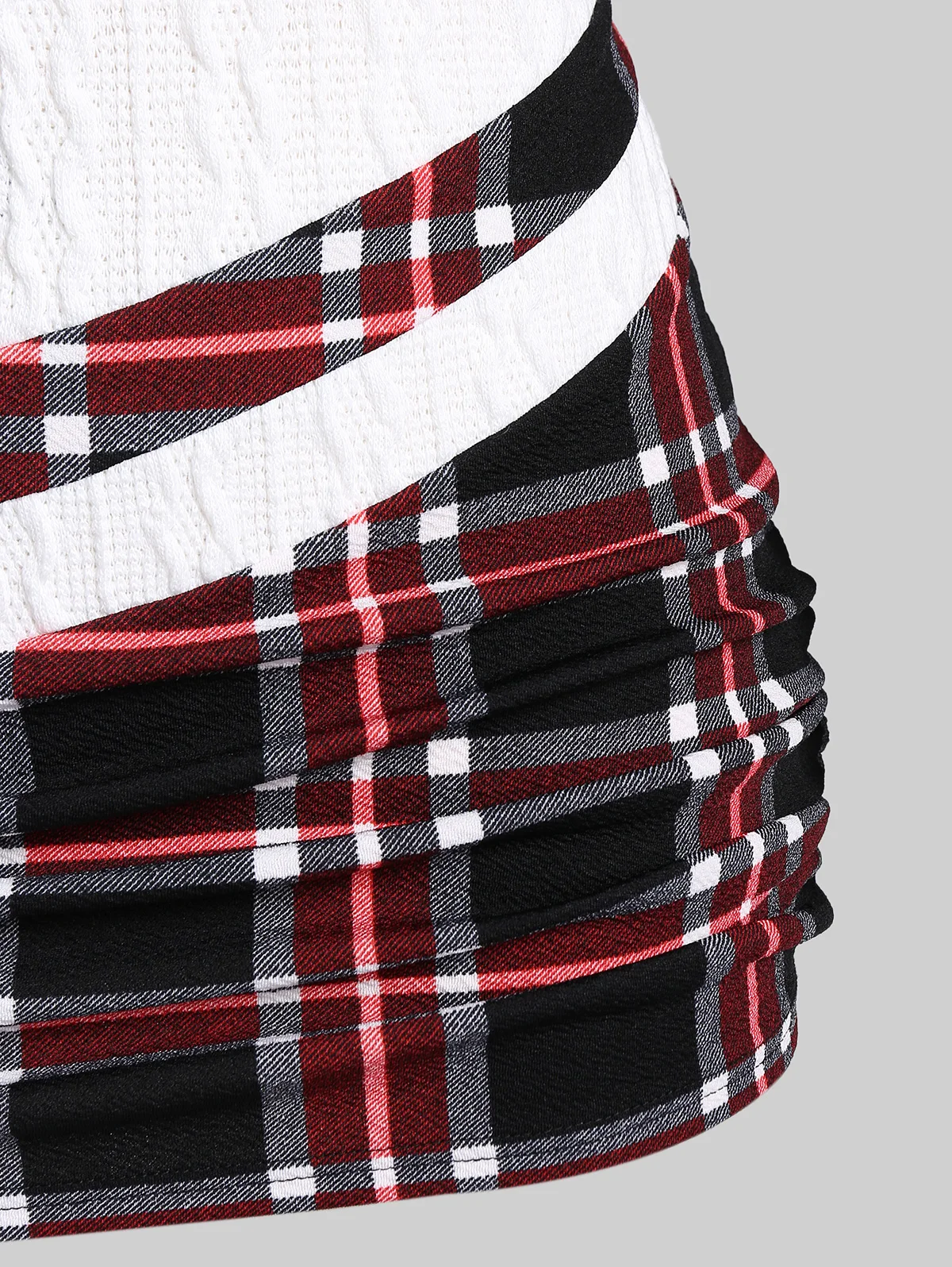 ROSEGAL Plus Size Women's Sweaters Hooded Ruched Plaid Cable Knit Top 2023 Female Autumn Patchwork Pullovers Knitwear New