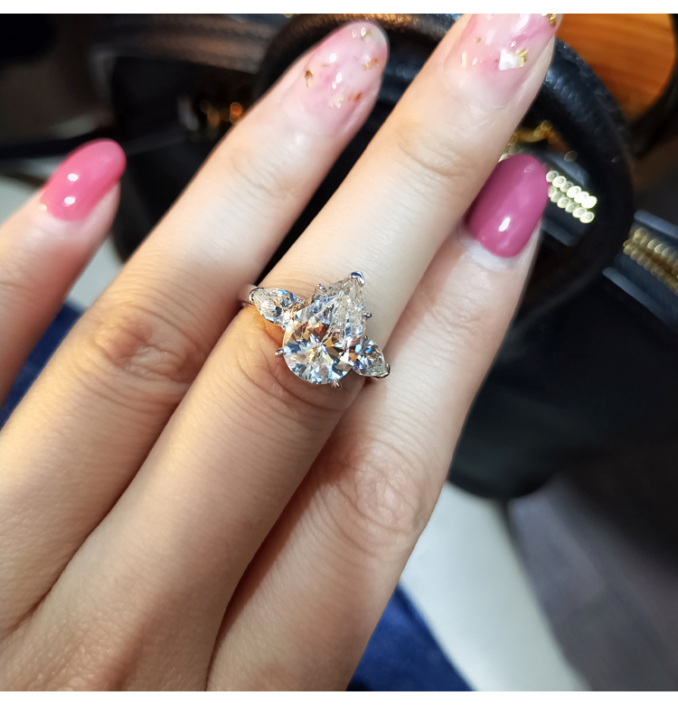 Huitan Crystal Water Drop CZ Rings Women Proposal Engagement Ring Exquisite new Wedding Anniversary Gift Party 2025 Trendy Jewelry